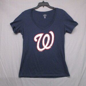 MLB Genuine Merchandise Washington‎ Nationals Scoop-Neck T-Shirt Blue Size | L